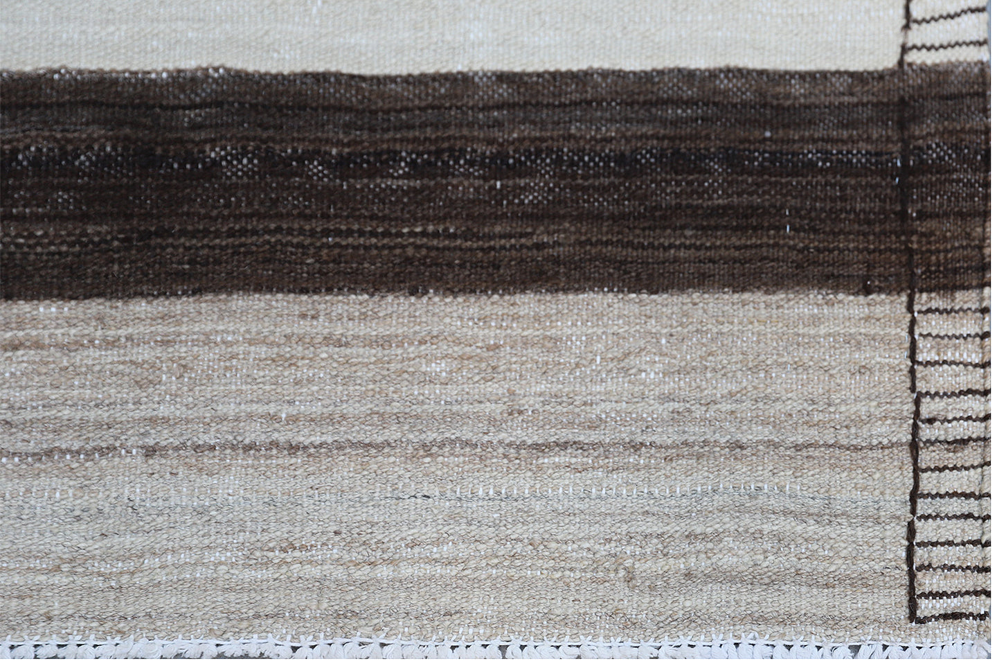 9.08 x 5.07 Blue Brown White Stripe Design Ariana Kilim Rug