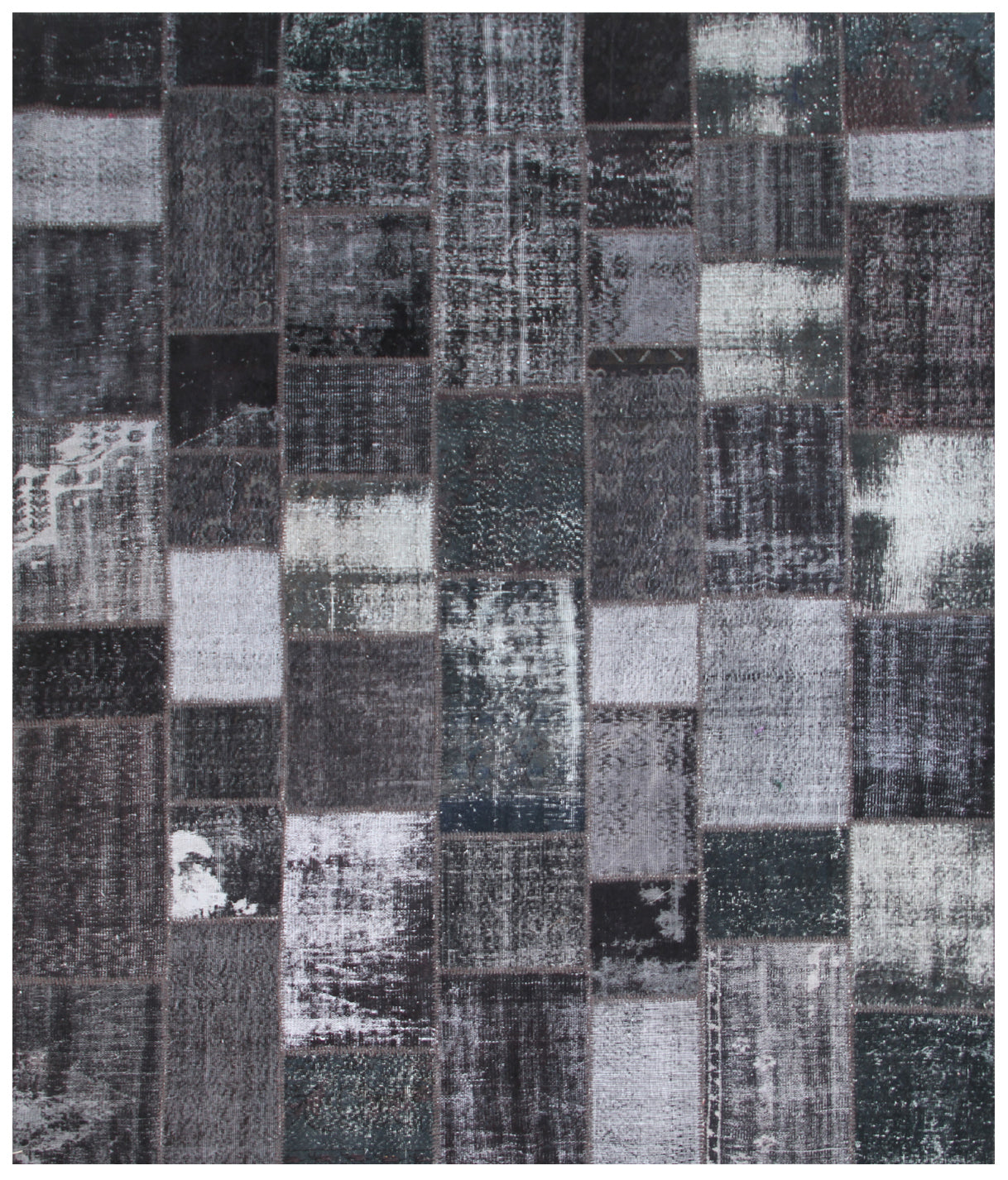 9'x12' Contemporary Style Grey Black Patchwork Rug