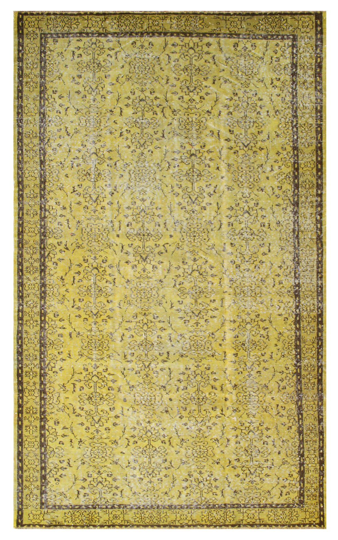 6'x9'One of A Kind Yellow Vintage Hand Knotted Turkish Area Rug