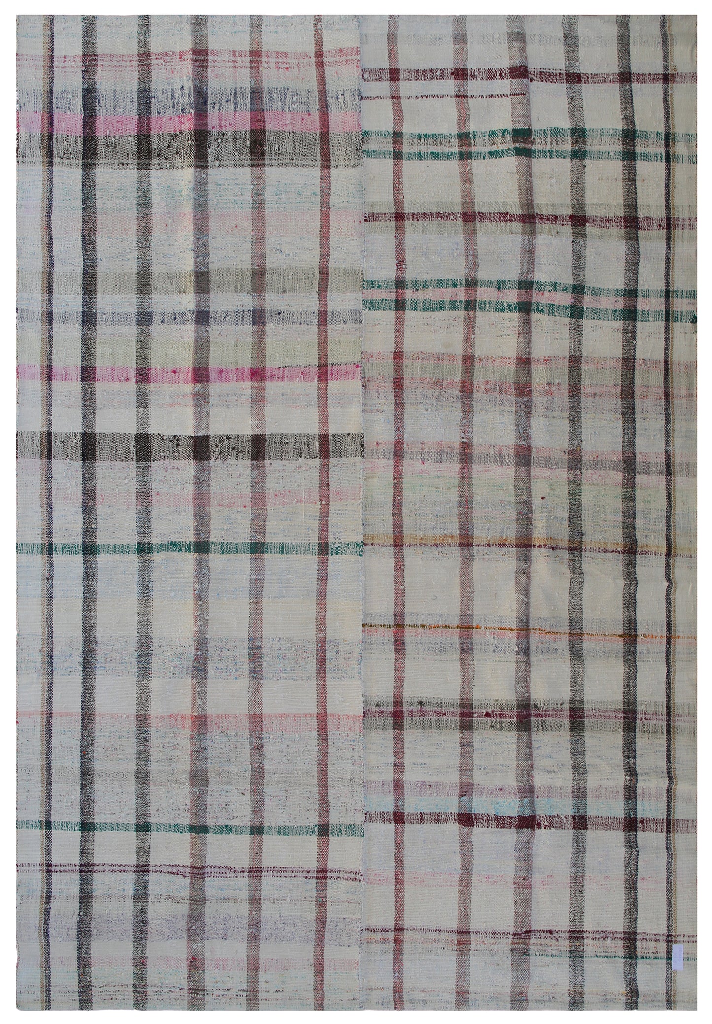 7x10 Turkish Plaid Design Hand Woven Kilim Rug
