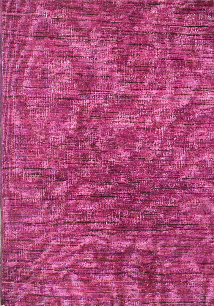 7'x10' Solid Magenta Pink Hand-Knotted Ariana Overdyed Area Rug