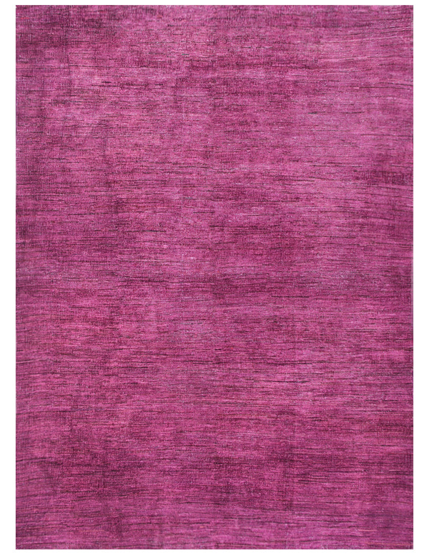 9.06 x 6.06 Solid Plain Hot Pink Hand-Knotted Ariana Overdye Area Rug