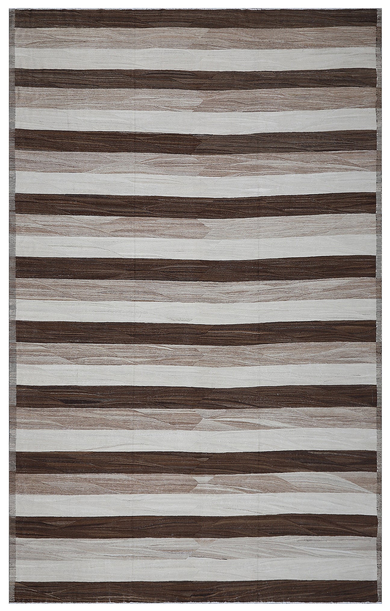 12x18 Large Ariana Striped Brown Ivory Tan Kilim