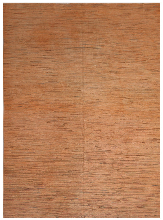 9.06 x 6.02 Soft Orange Pink Stria Design Modern Ariana Thin Area Rug