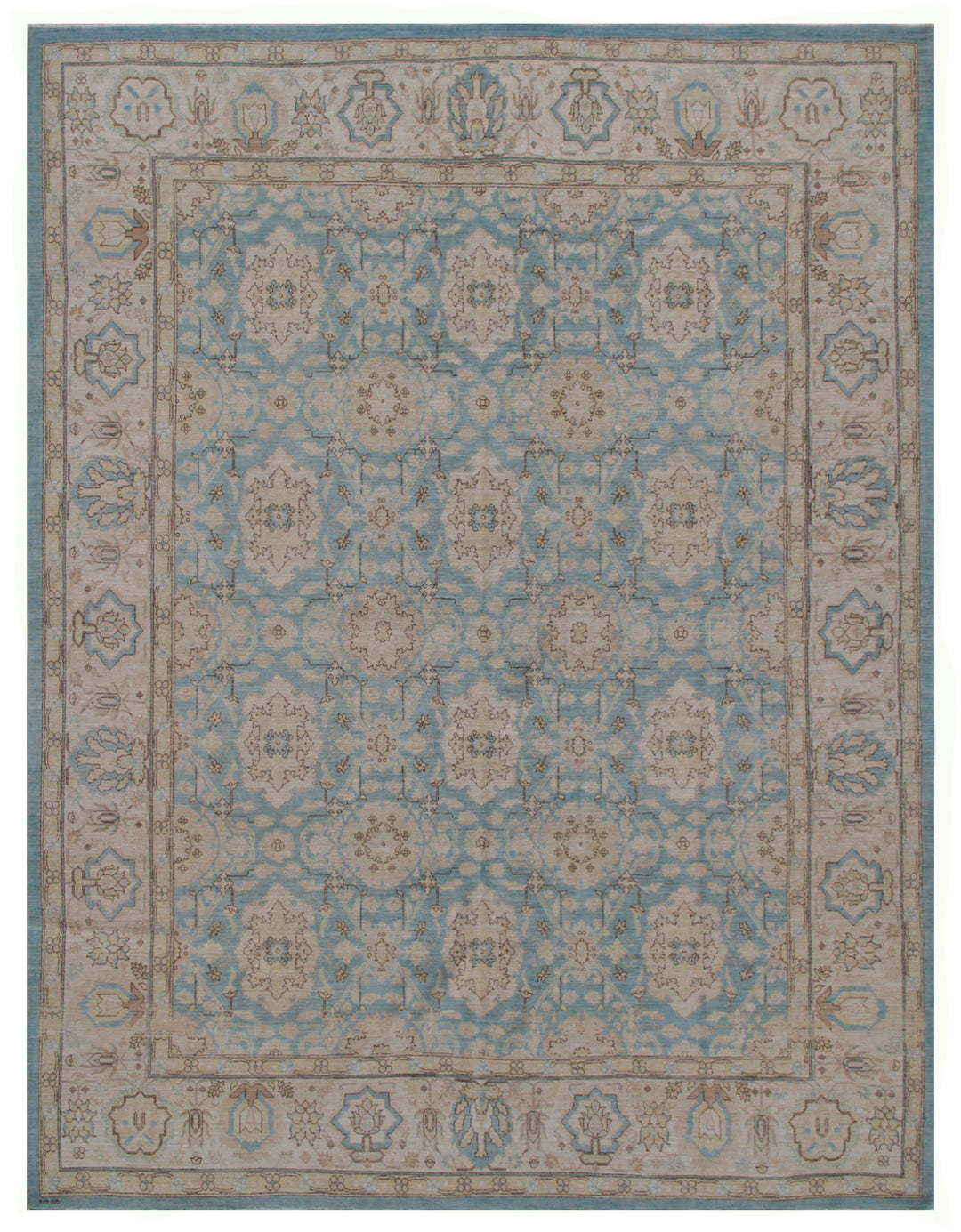 8'x10' Blue Agra Design Fine Quality Hand-Knotted Ariana Traditional Rug