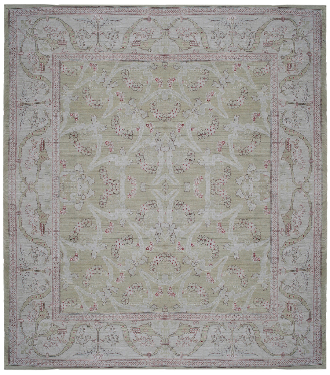 8'x10' Decorative High Quality Soft Green and Ivory Ariana Transitional Rug