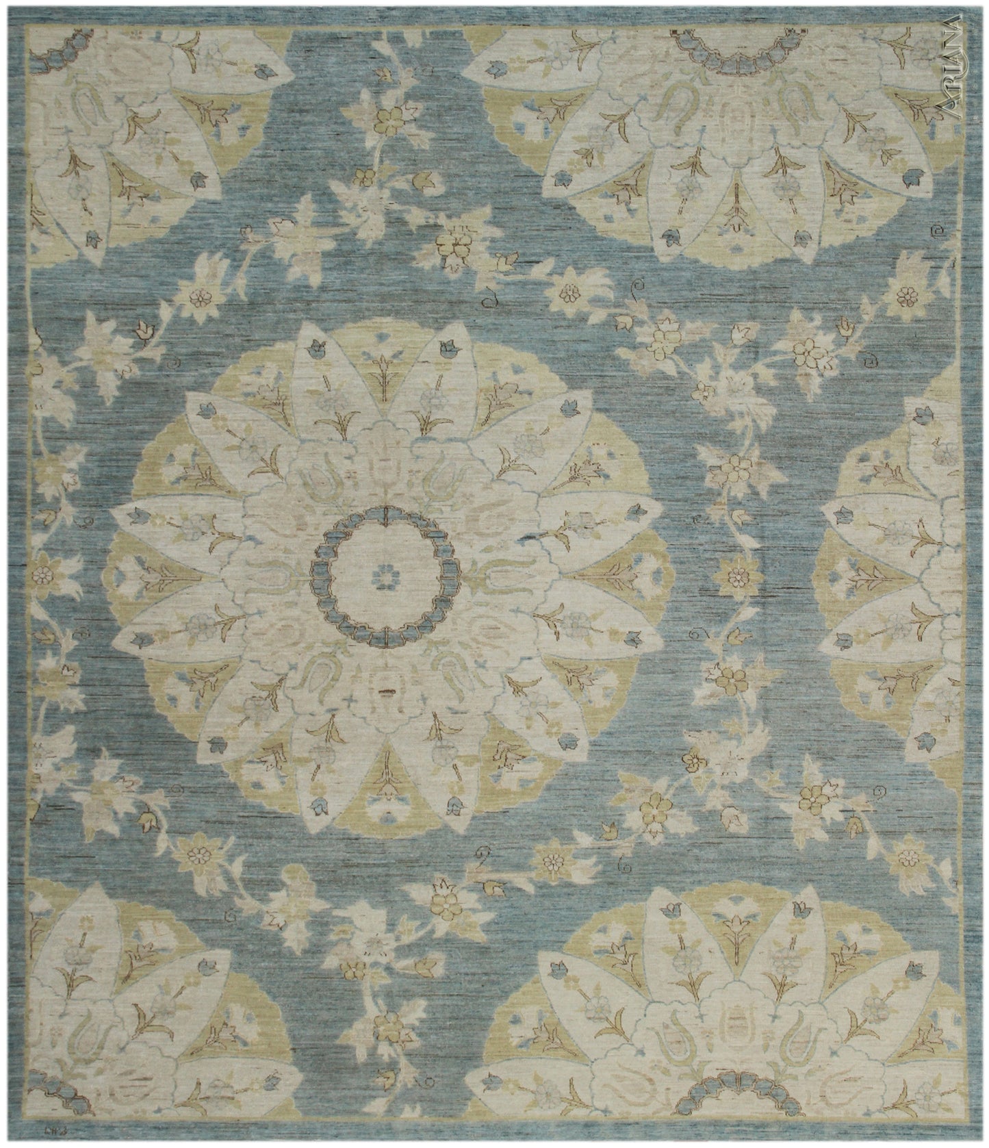 9.08 x 8.00 Soft Blue Ottoman Design Ariana Modern Area Rug