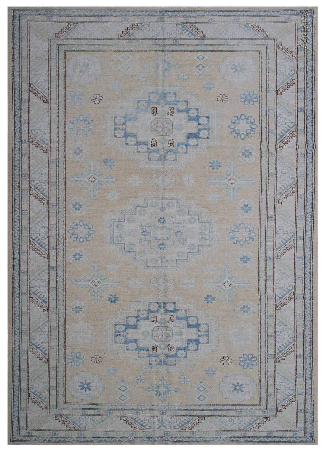 7'x10'Soft Color and Faded Geometric Kazak Design Ariana Transitional Area Rug