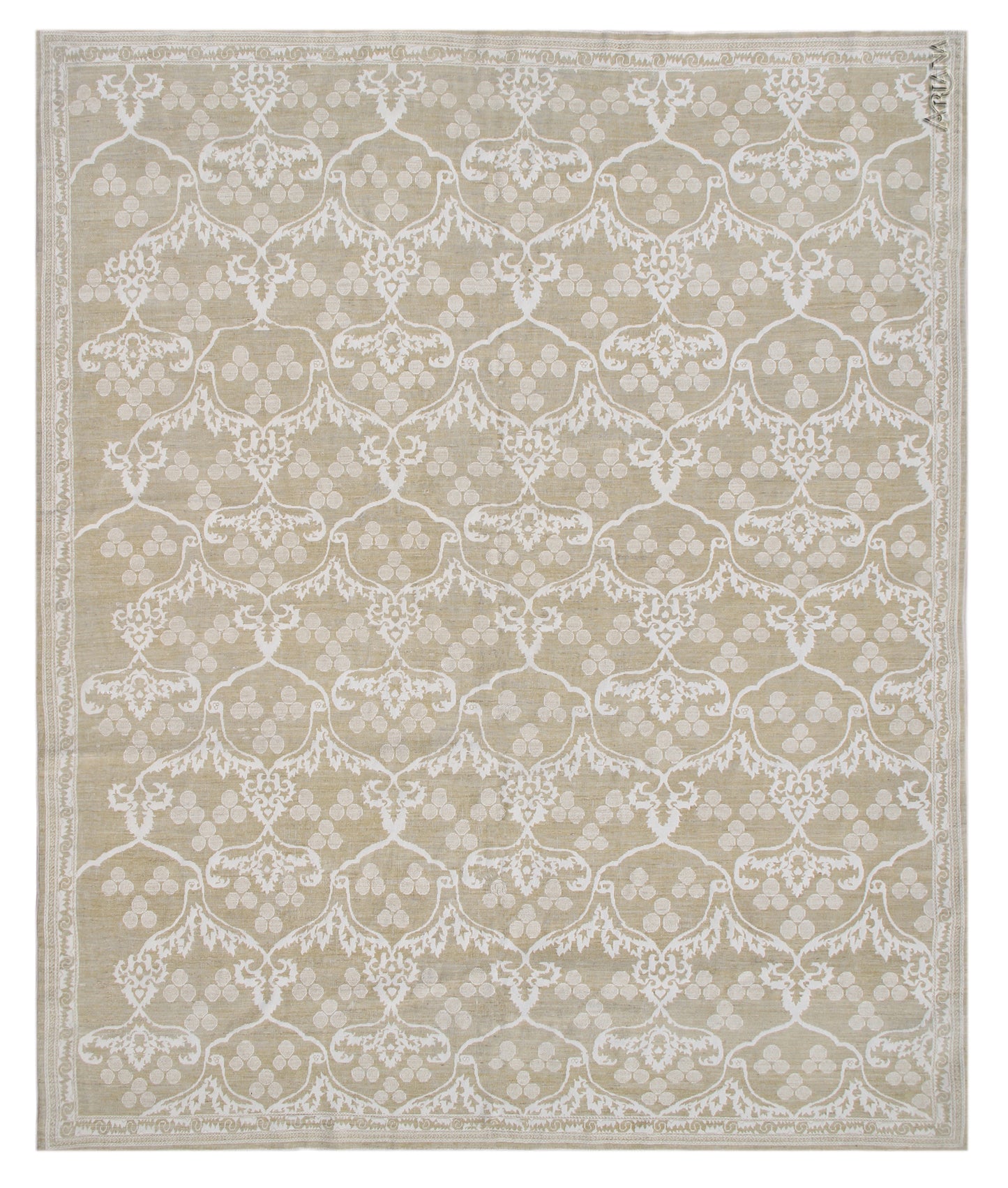 9.08 x 7.11 Very Finely Knotted Silk and Wool Ottoman Design Ariana Transitional Area Rug