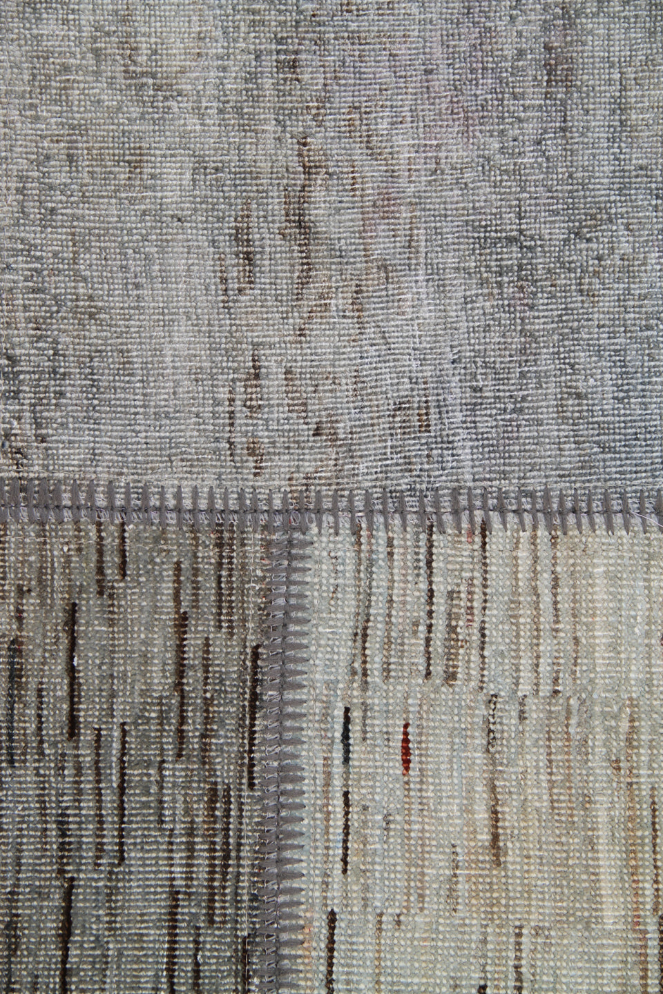 9.03 x 6.07 Hand-Knotted Ariana Grey Patchwork Rug