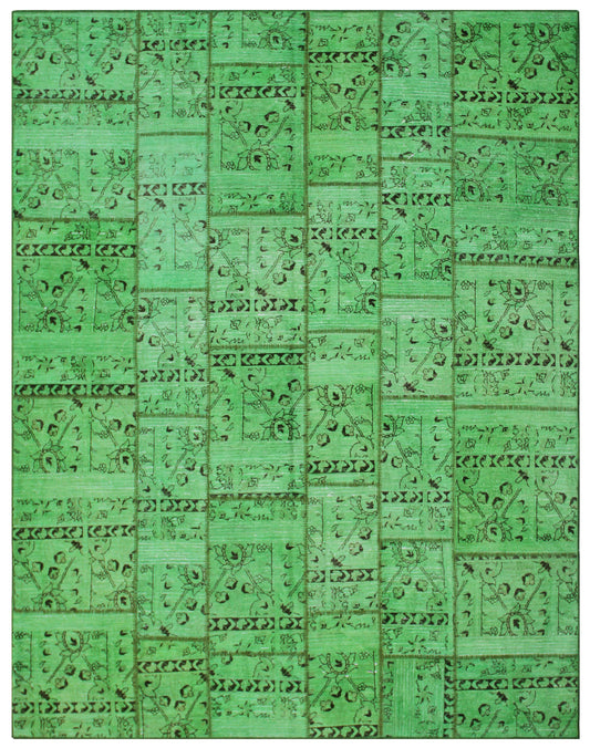 7'x10' Green Ariana Patchwork Overdyed Wool Area Rug