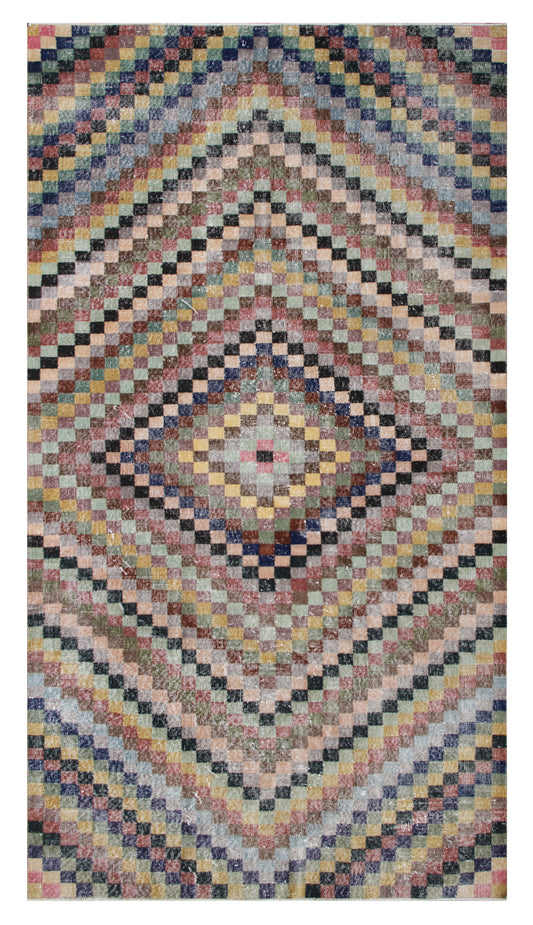 9.07 x  4.10 Vintage Colorful Geometric Turkish Area Rug