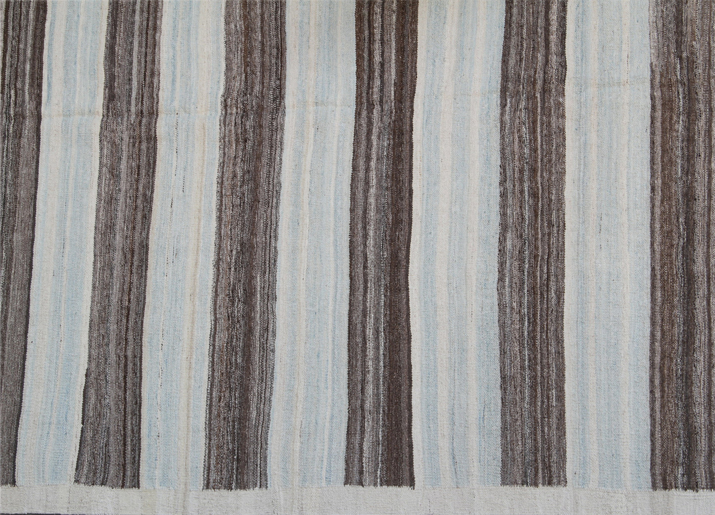 9.00 x 6.00 Blue, White, Grey Brown Stripe Hand Woven Ariana Kilim Rug