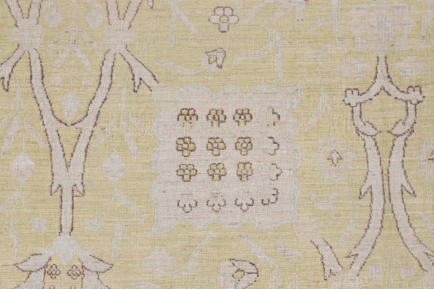 10'x14' Fine Silk and Wool Green-Gold Blue Ivory Grey Brown Shahabas Design Ariana Luxury Rug