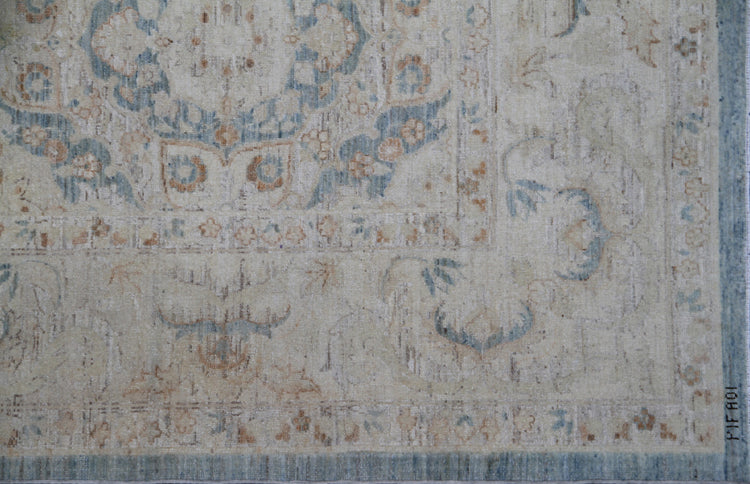 9.06 x 7.10 Soft Blue and White Persian Design Thin Ariana Traditional Area Rug