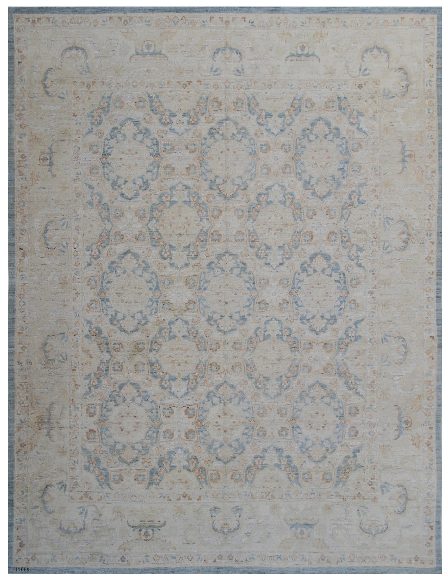 9.06 x 7.10 Soft Blue and White Persian Design Thin Ariana Traditional Area Rug