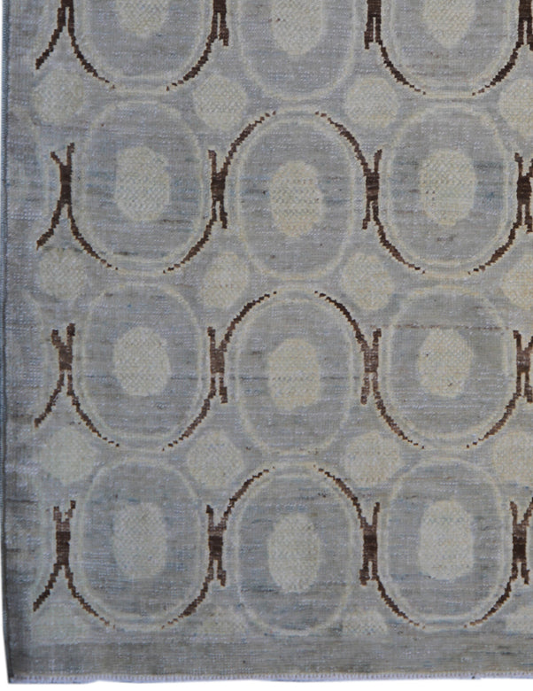 6'x9' Ariana Modern Circular Design Blue Ivory Dark Brown Rug