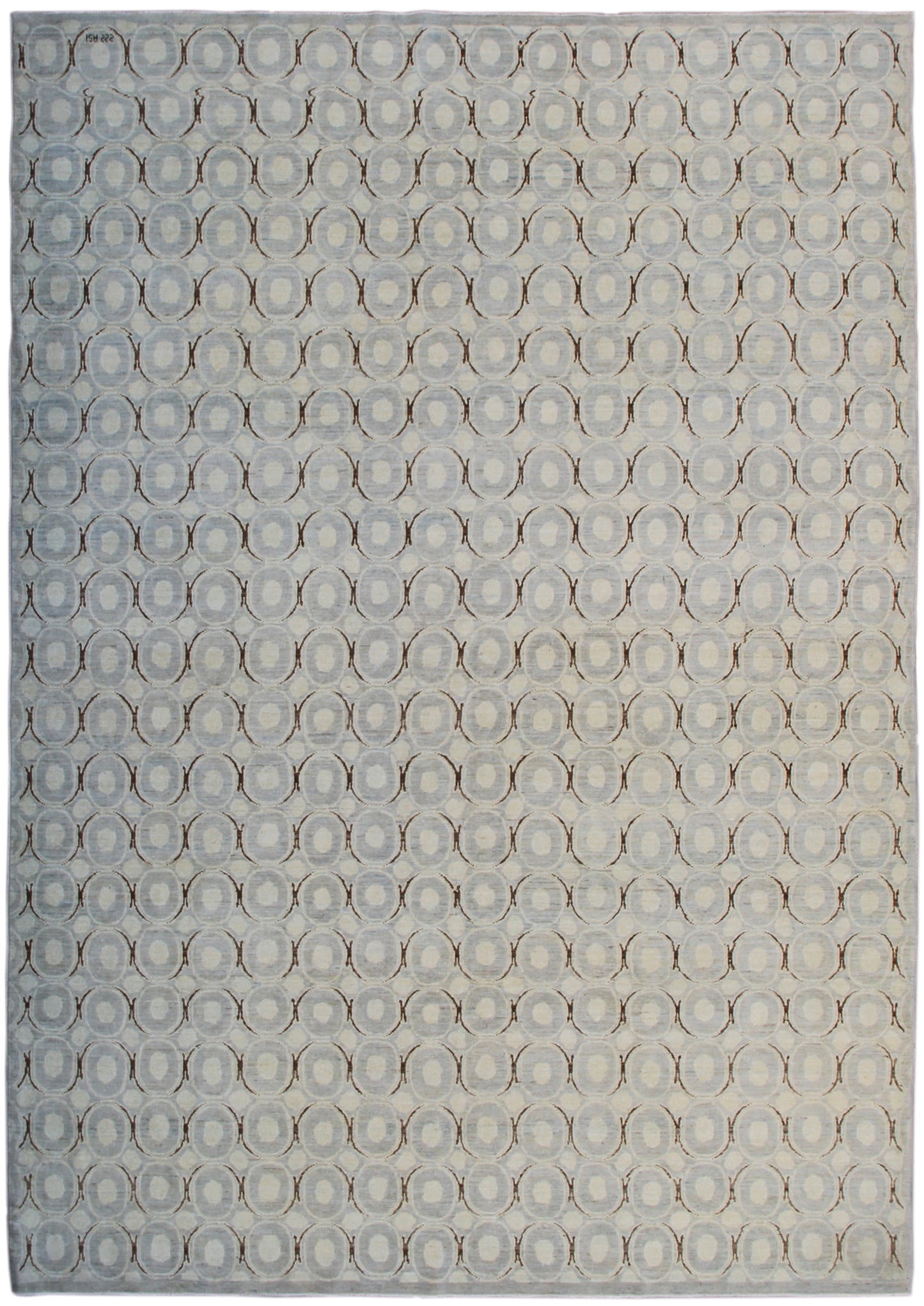6'x9' Ariana Modern Circular Design Blue Ivory Dark Brown Rug