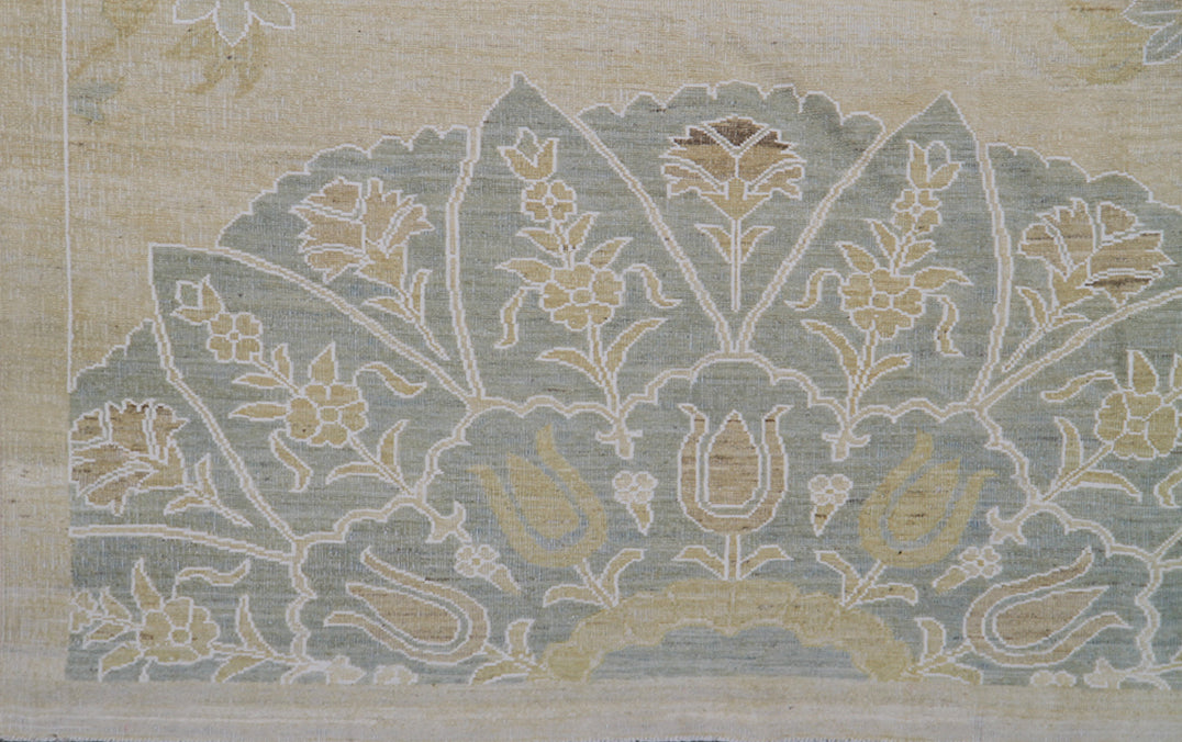 9.07 x 7.11 Soft Square Pale Blue Ottoman Design Ariana Transitional Area Rug