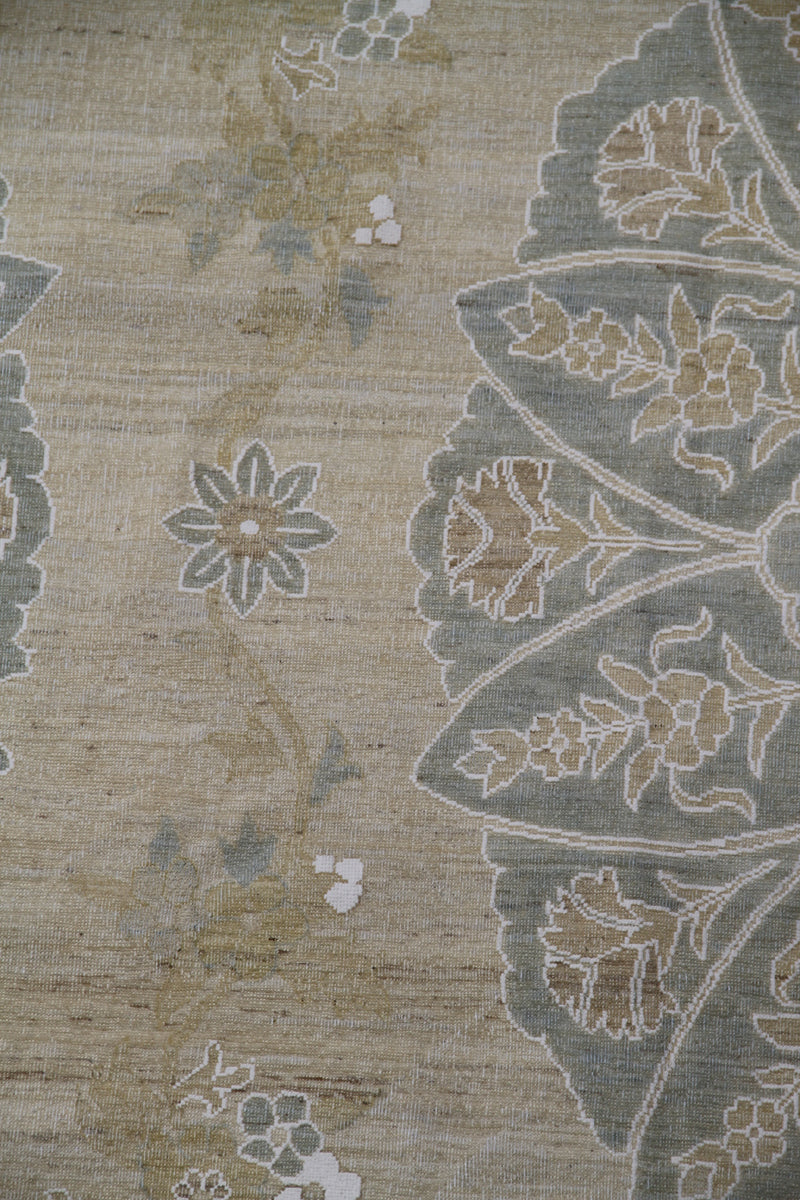 9.07 x 7.11 Soft Square Pale Blue Ottoman Design Ariana Transitional Area Rug
