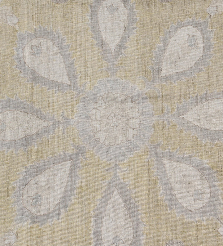9.10 x 9.01 Fine Hand-Knotted Gold and Cream Ariana Transitional Area Rug