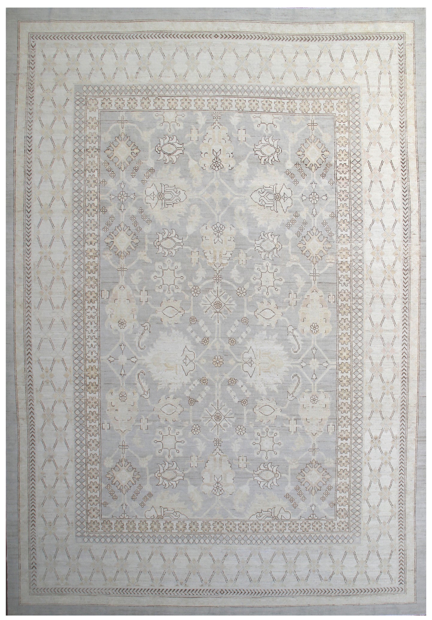 10'x13' Soft Grey Ivory Pink Brown Ariana Transitional Rug