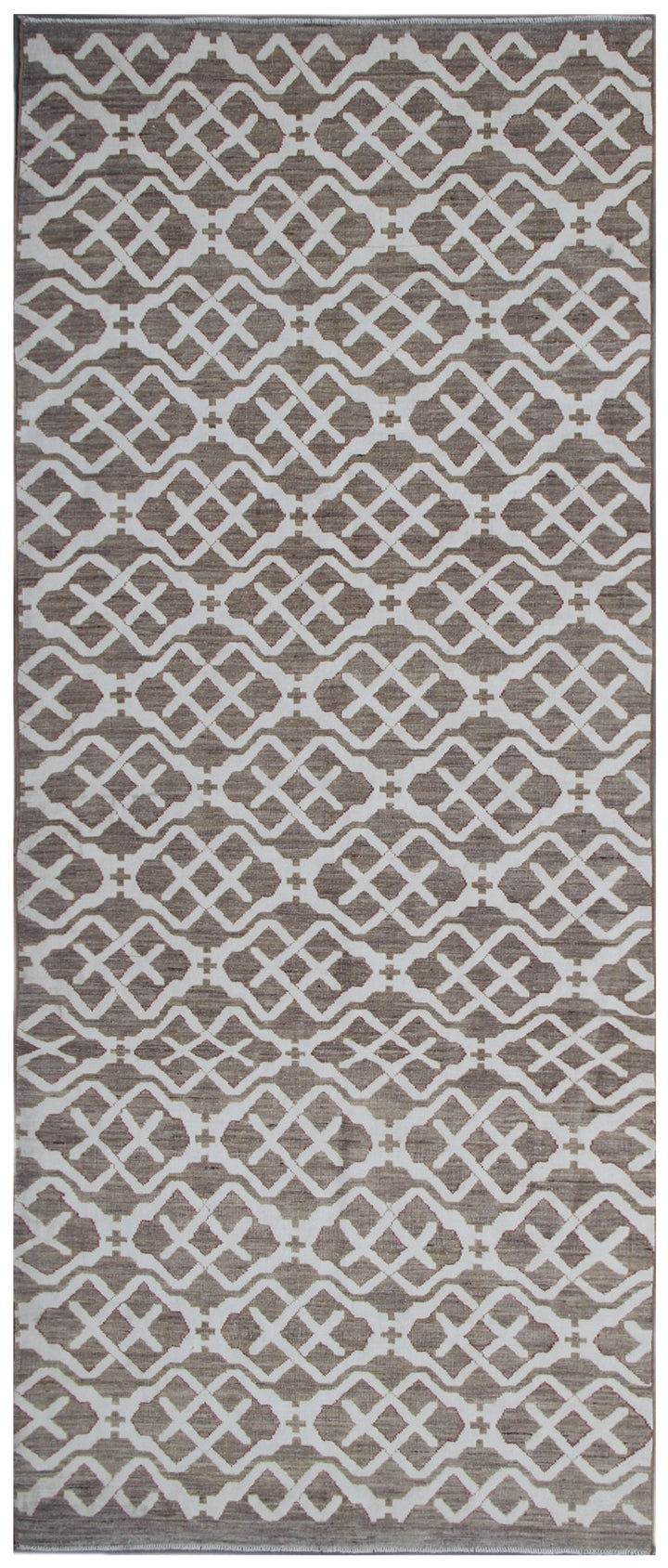 4x9 Grey White Geometric Contemporary Ariana Modern Runner Rug