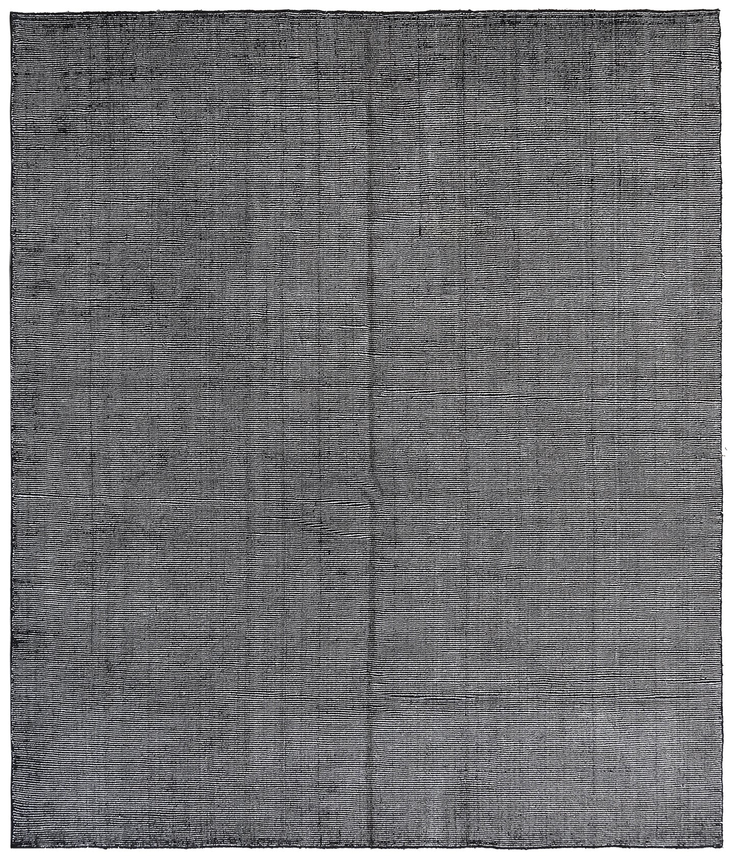 10x14 Contemporary Stripe Design Black and Soft Grey Indian Handloom Rug