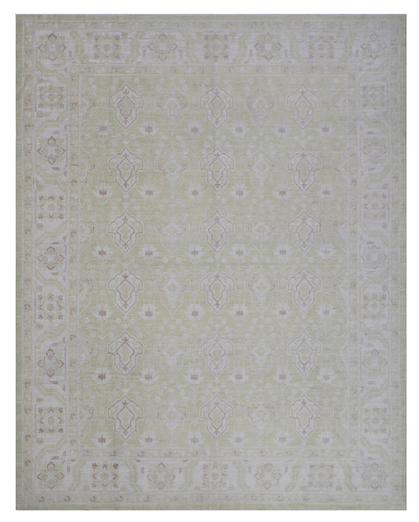 10.00 x 8.00 Heriz Shield Design With Soft Green and Cream Colors Ariana Traditional Rug