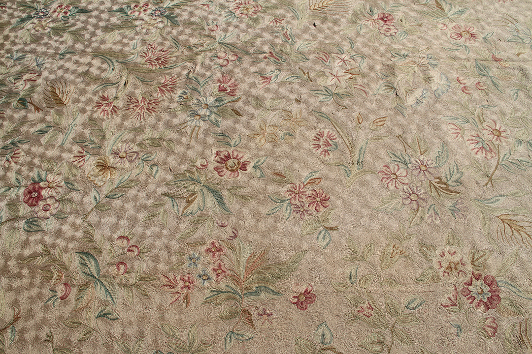 17'x26' Oversized Antique Aubusson Chain Stitch European Rug
