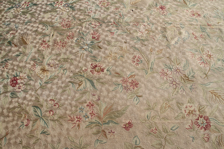 17'x26' Oversized Antique Aubusson Chain Stitch European Rug