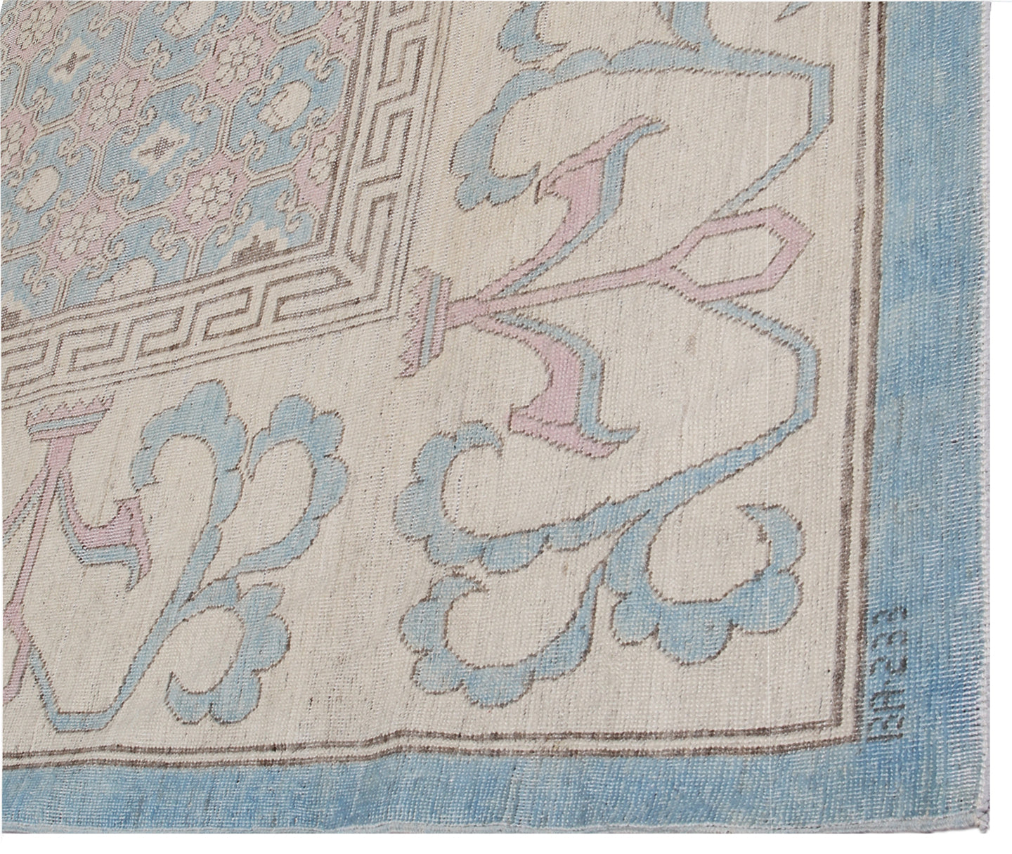 10'x13' Ariana Samarkand design Blue Ivory Soft Pink Brown Rug