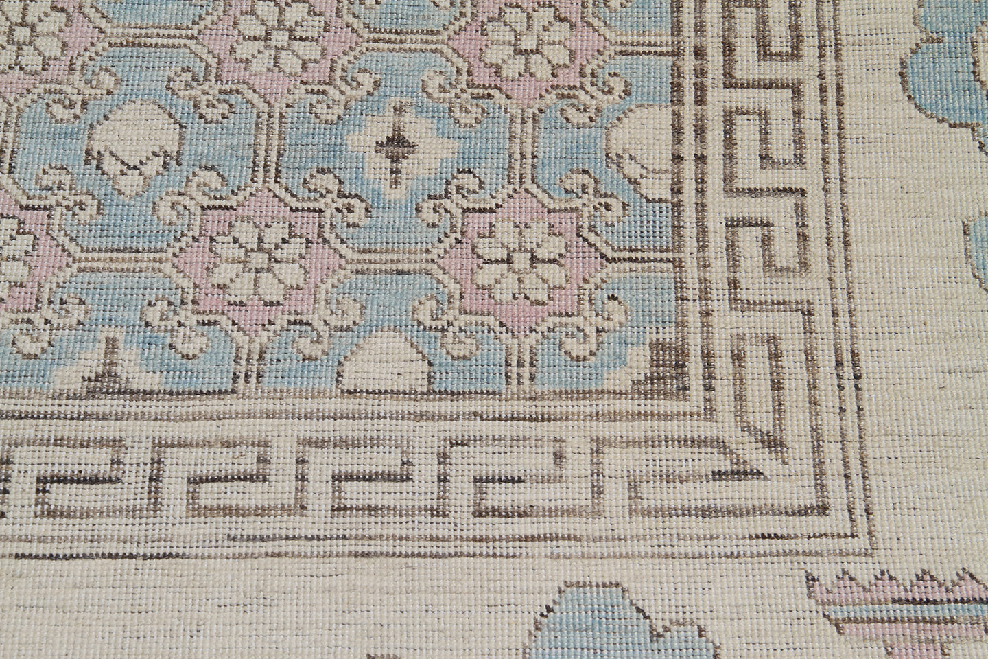 10'x13' Ariana Samarkand design Blue Ivory Soft Pink Brown Rug