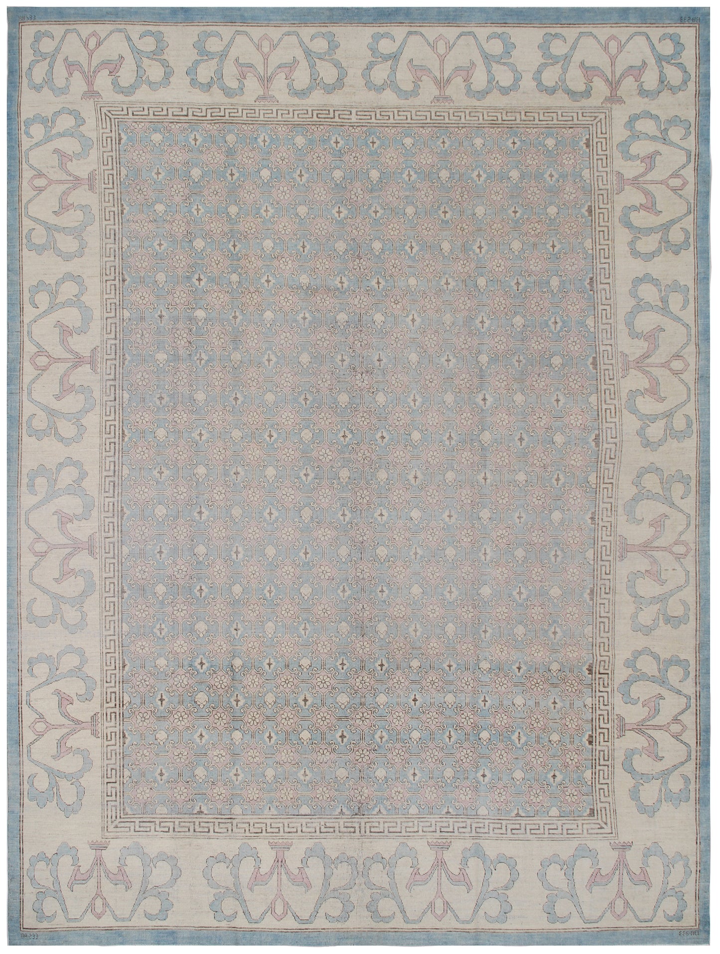 10'x13' Ariana Samarkand design Blue Ivory Soft Pink Brown Rug
