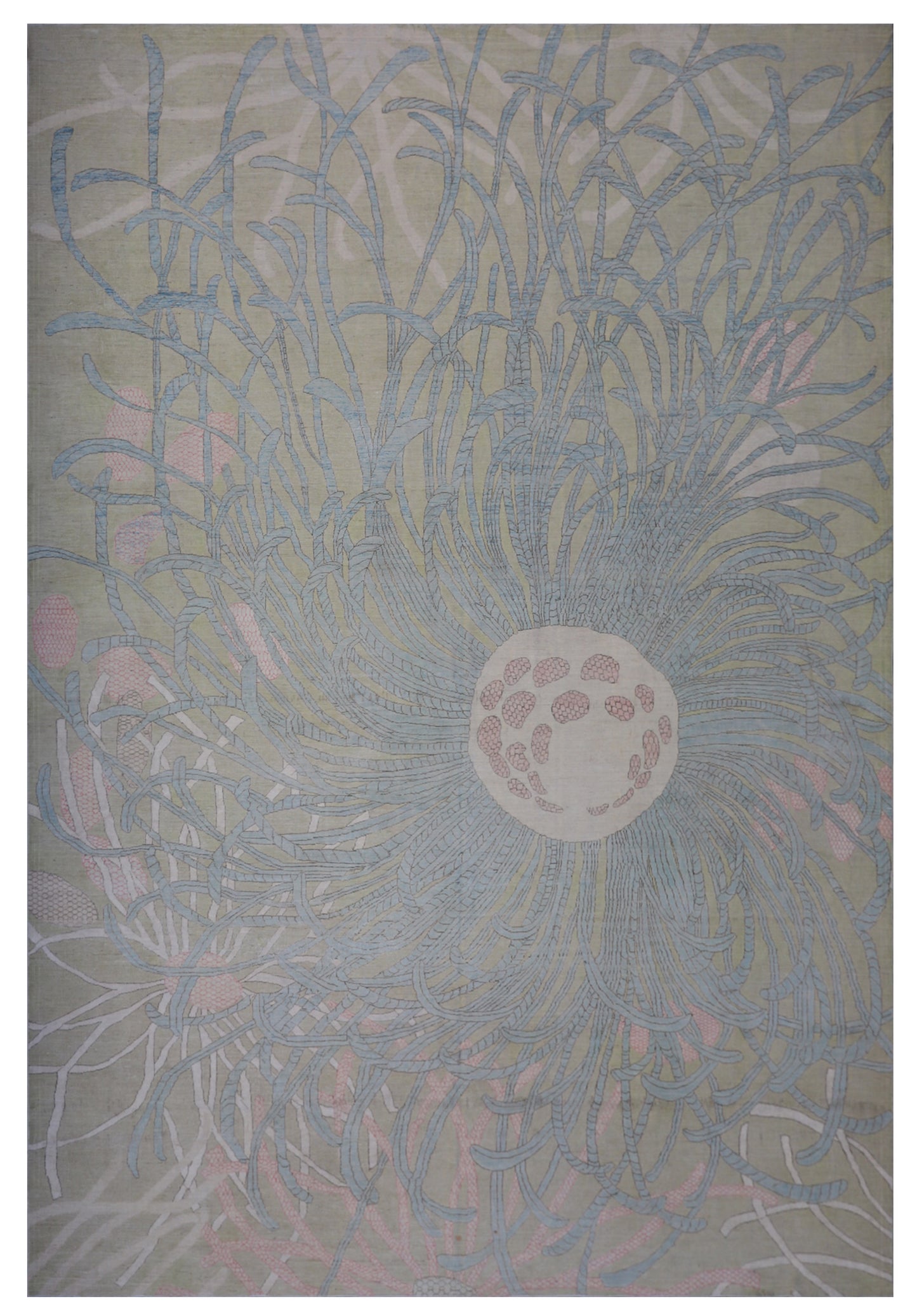 9'x12' Blue Cream Pink Marin Life Design Ariana Modern Rug
