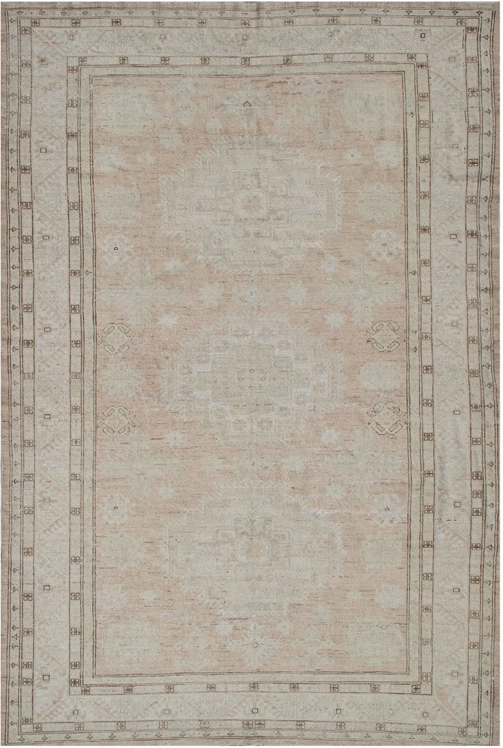 7'x9' Pale Colors Geometric Kazak Design Contemporary Ariana Hazara Vintage Collection Rug