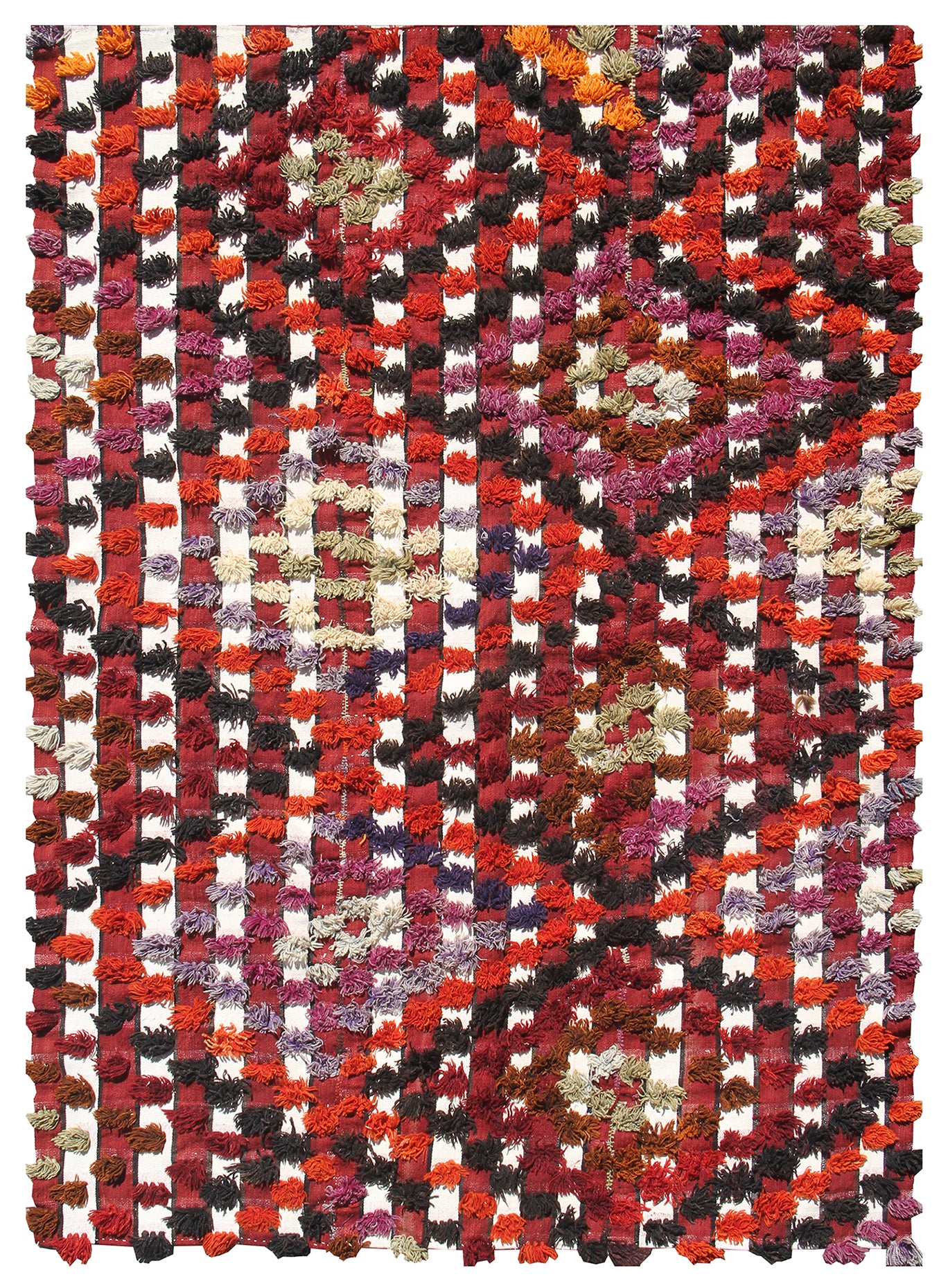 5'x6' Hand Woven Wool Vintage Turkish Kilim With Tussles