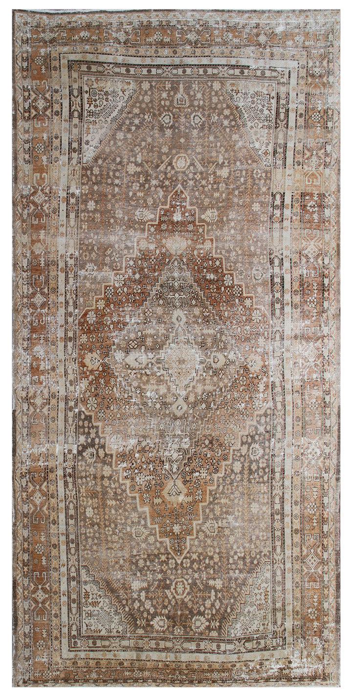 6'x13' Antique Samarkand Brown beige cream Rug