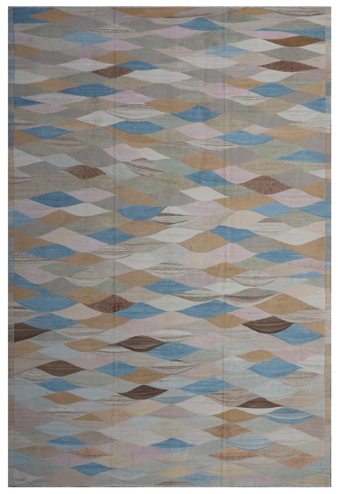 10'x14' Large Colorful Blue Gold Ivory Grey Ariana Kilim