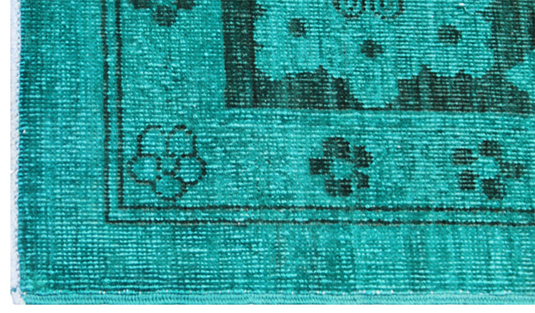 8'x10' Green Turquoise Blue Agra Ariana Over-dye Area Rug