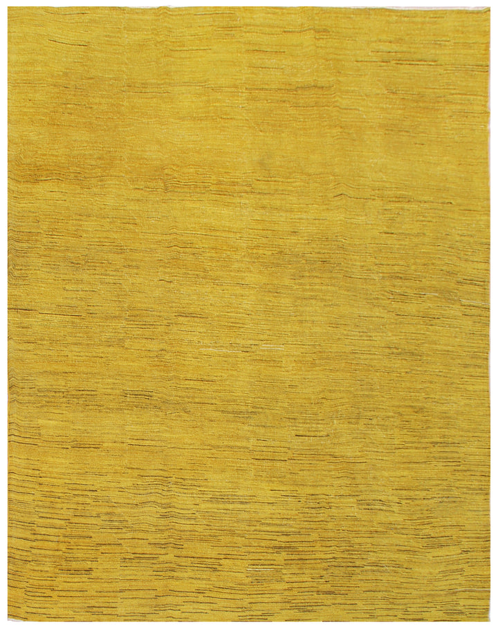 8'x10' Solid Gold and Brown Stria Design Ariana Over-dyed Hand-Knotted Area Rug