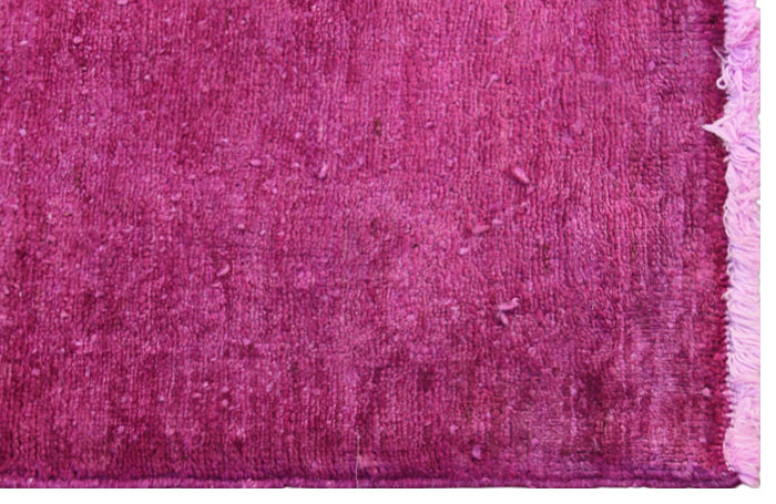 8x9 Plain Magenta Pink Hand-knotted Wool Ariana Over-dye Area Rug