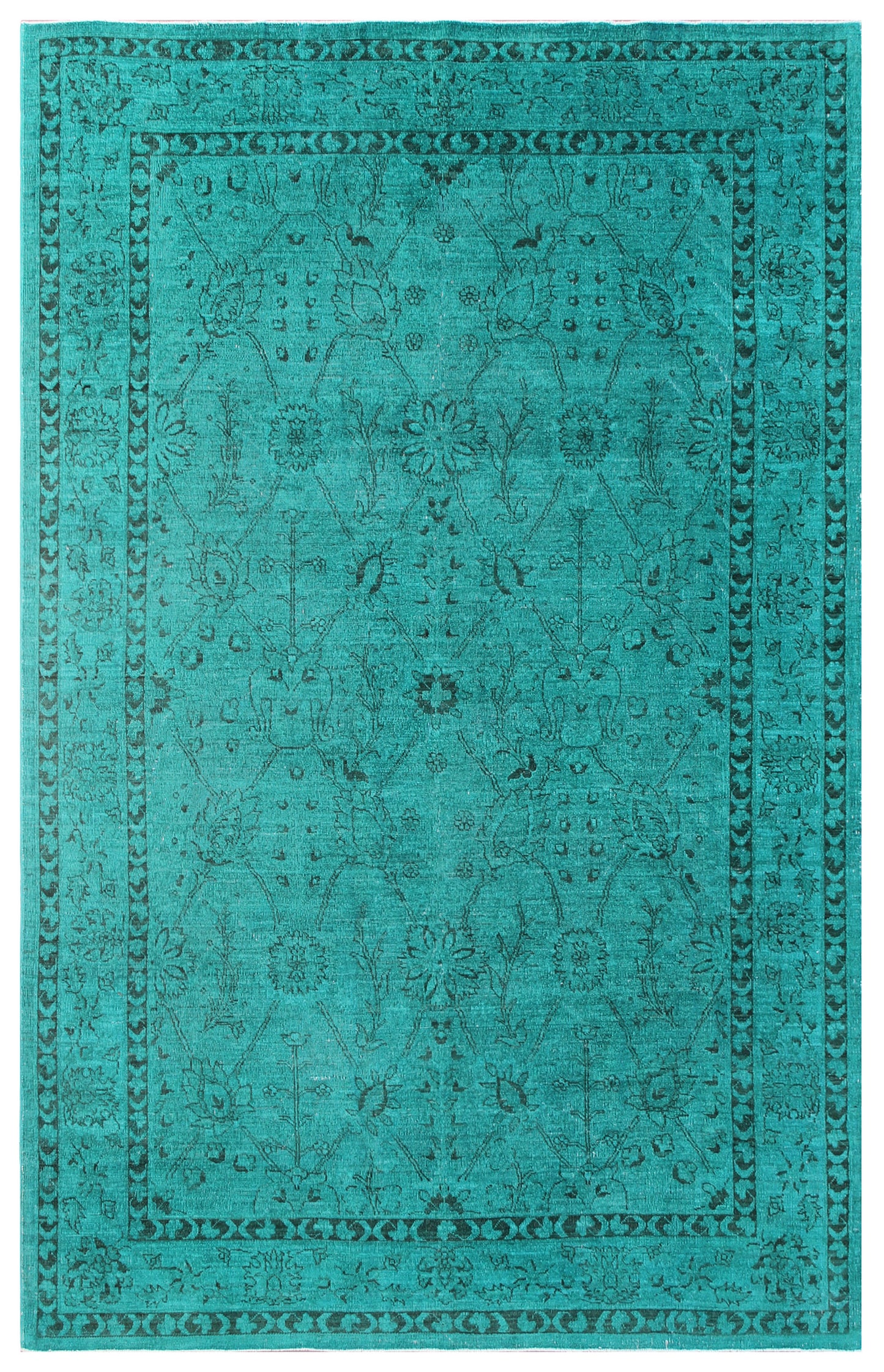6x9 Contemporary Persian Design Emerald Green Ariana Overdye Rug