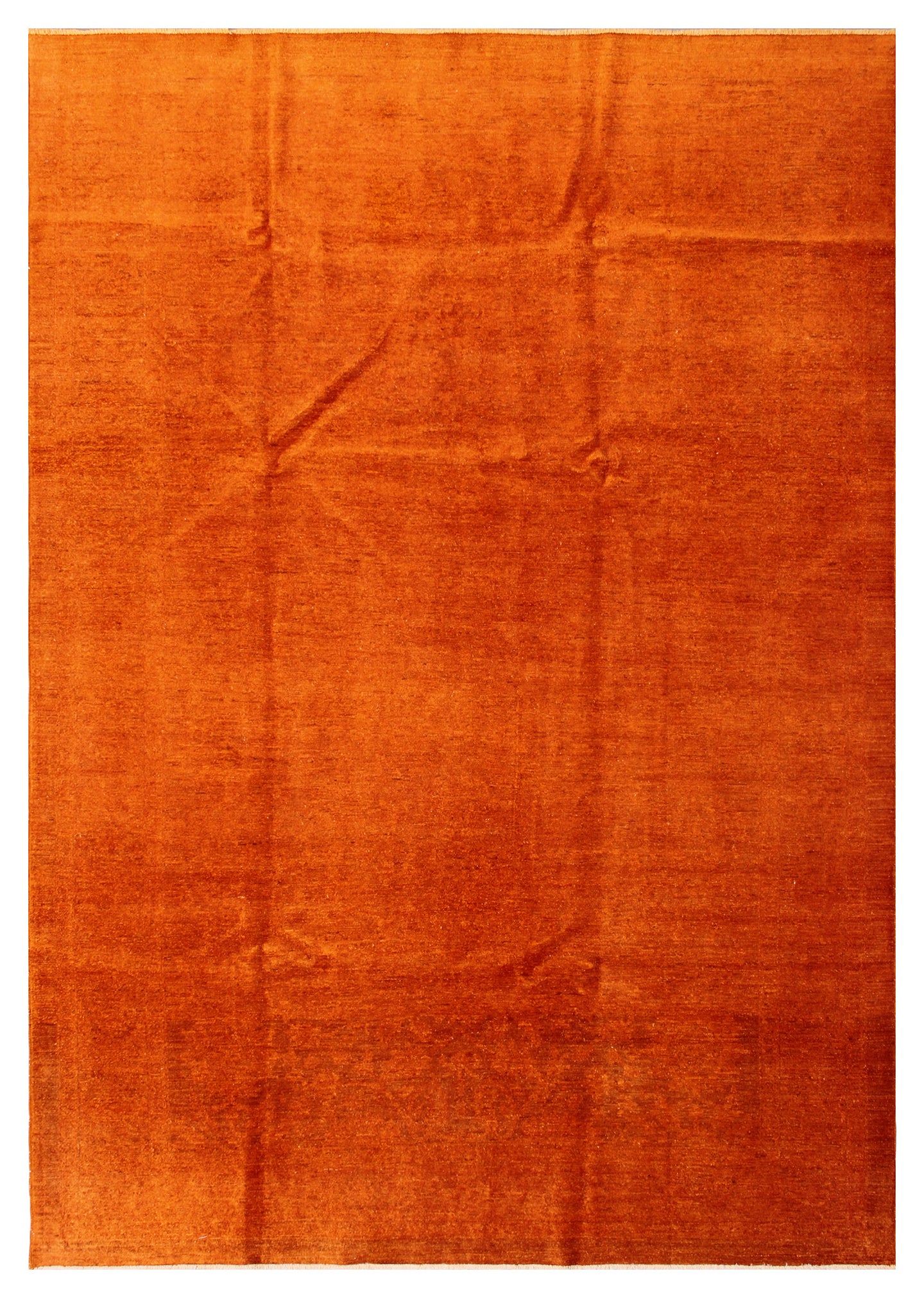 9.07 x 6.10 Solid Colorful Orange Hand-Knotted Wool Ariana Over-dye Rug
