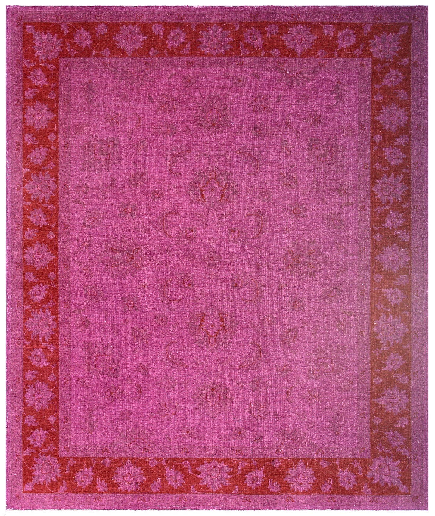 7x10 Fushia Pink Red Persian Design Ariana Over-dye Rug