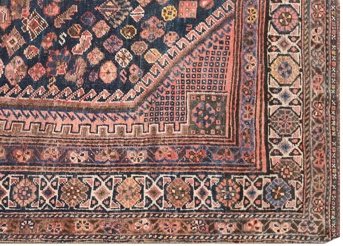 9.08 x 6.08 Semi-antique Vintage Worn-out Persian Shiraz Area Rug