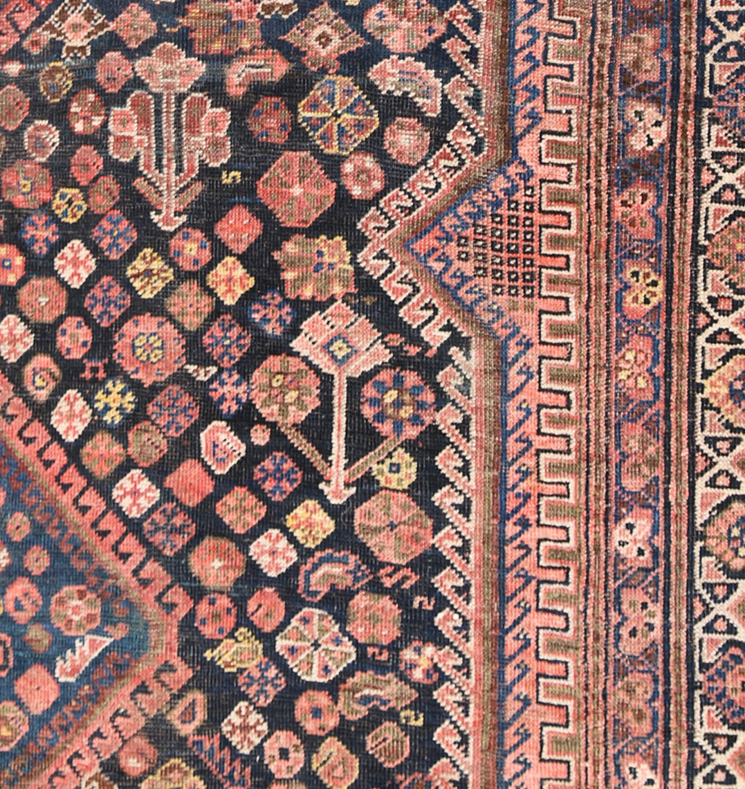 9.08 x 6.08 Semi-antique Vintage Worn-out Persian Shiraz Area Rug