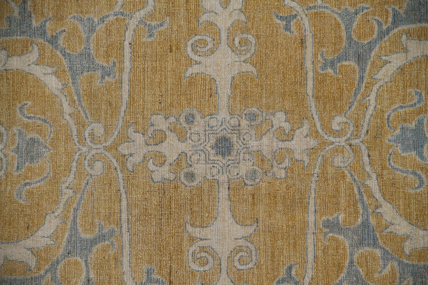 4x4 Ariana Samarkand Design Gold Blue Ivory Rug