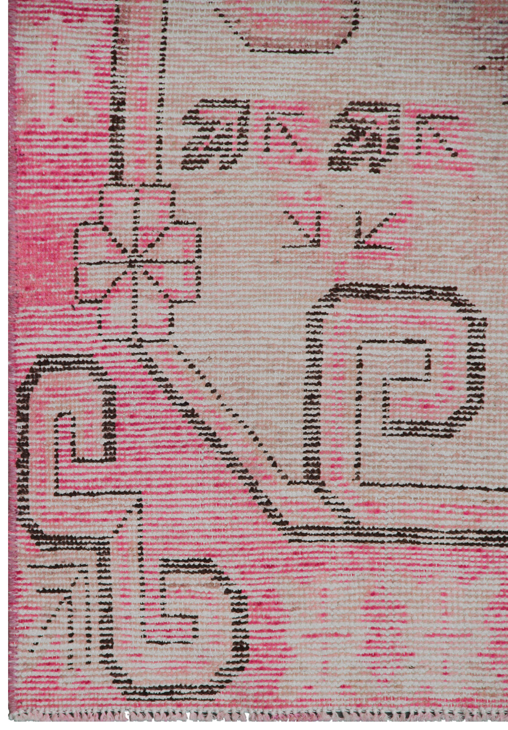 9.11 x 4.10 Vintage Pink and Black Samarkand Khotan Area Rug