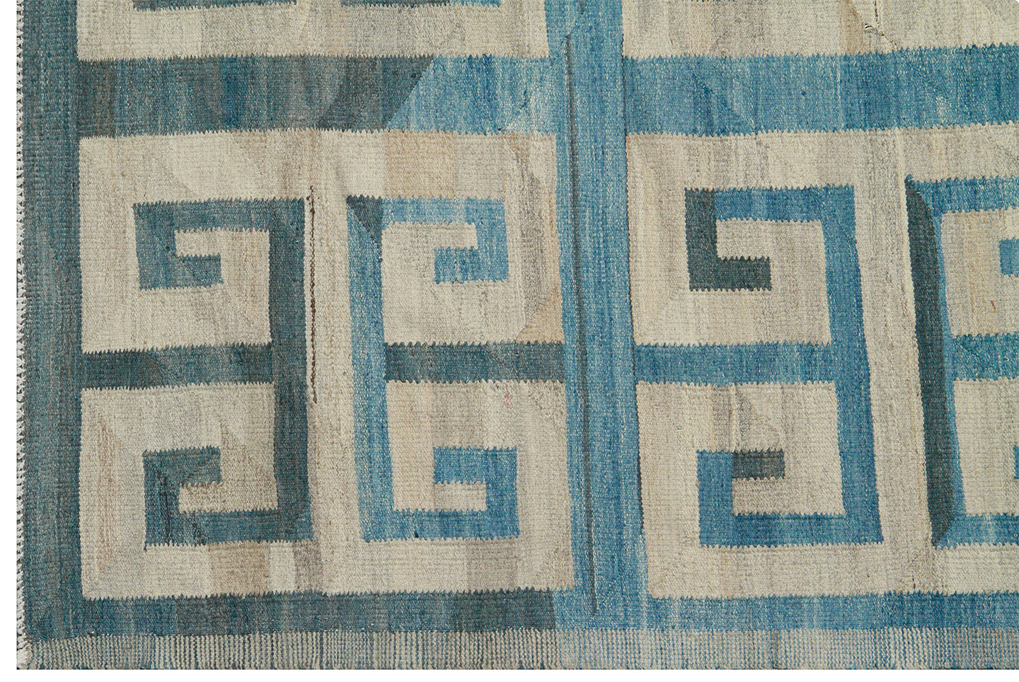 12x18 Blue and White Large Geometric Ariana Kilim